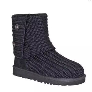 UGG Black Knit Women’s Classic Cardy Boots Size 10